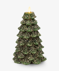 Green Glitter Holiday Tree Flameless Candle