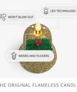 Gilded Gold Glitter Holiday Bell Flameless Candle