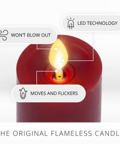 Burgundy Flameless Candle Slim Pillar