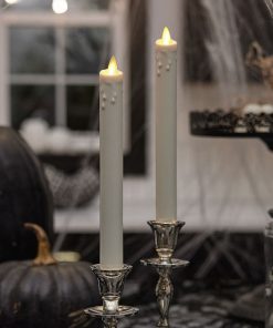 White Wax Drip Flameless Candle Taper