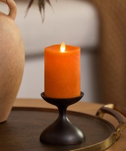 Chalky Burnt Orange Flameless Candle Pillar