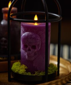 Imperial Purple Chalky Flameless Candle Skull Pillar