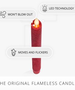 Holiday Red Glitter Flameless Candle Taper