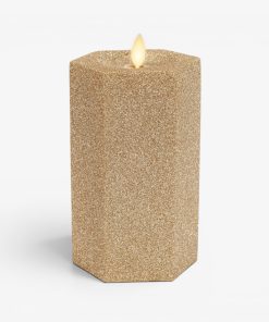 Champagne Glow Hexagon Flameless Candle Pillar
