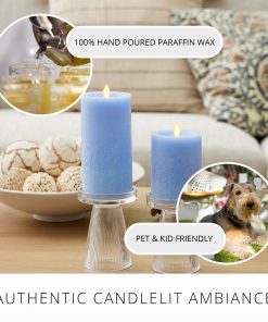 Cornflower Seaglass Flameless Candle Pillar