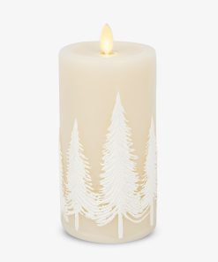 White Swan Embossed Trees Flameless Candle Pillar