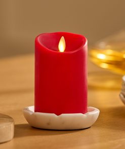 True Red Flameless Candle Pillar - Scallop Top - 3