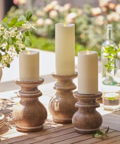 Pearl Ivory Outdoor Flameless Candle Pillar - Melted Top - 3.25" Width