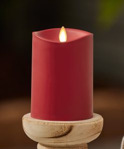 Cherry Red Outdoor Flameless Candle Pillar
