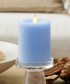 Cornflower Seaglass Flameless Candle Pillar