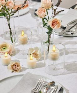 Pearl Ivory Flameless Candle Tealights - Flat Top - Set of 4