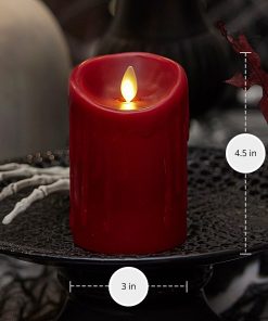 Burgundy Wax Drip Flameless Candle Pillar