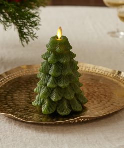 Chalky Green Holiday Tree Flameless Candle