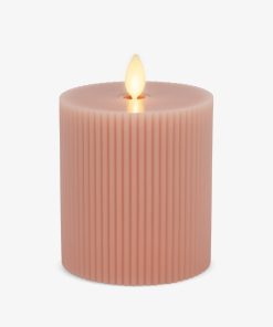Soft Clay Flameless Candle Ribbed Pillar