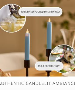 Airy Blue Flameless Candle Tapers - Flat Top - 6.75