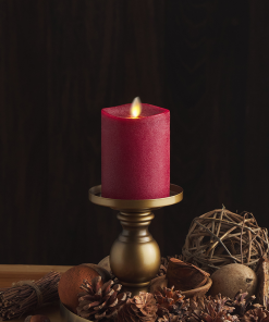 Chalky Red Flameless Candle Pillar
