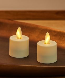 Set of 2 Pearl Ivory Flameless Candle Tealights - Extended Battery Life