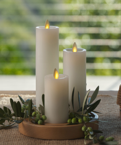 White Flameless Candle Slim Pillar - Recessed Top