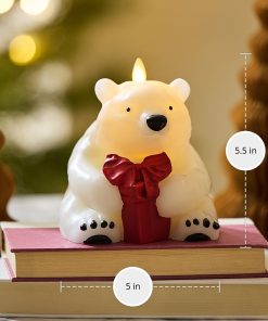 Star White Flameless Candle Polar Bear
