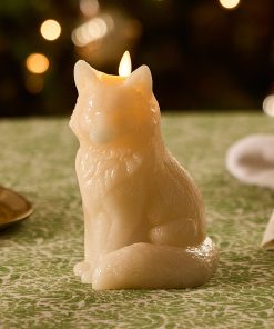 White Swan Glitter Snow Fox Flameless Candle