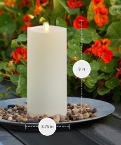 Outdoor Flameless Ivory Pearl Candle Pillar - Melted Top - 3.75