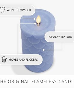 Cornflower Embossed Fish Scale Flameless Candle Pillar