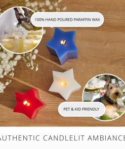 Set of 3 Red, White & Blue Star-shaped Flameless Candle Pillars
