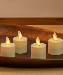 Set of 4 Pearl Ivory Flameless Candle Tealights - Extended Battery Life