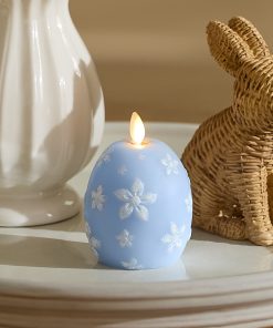 Cashmere Blue Flameless Candle Floral Egg