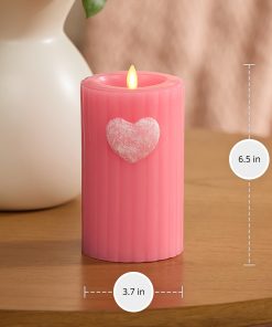 Sweet Pink Ribbed Flameless Candle Pillar