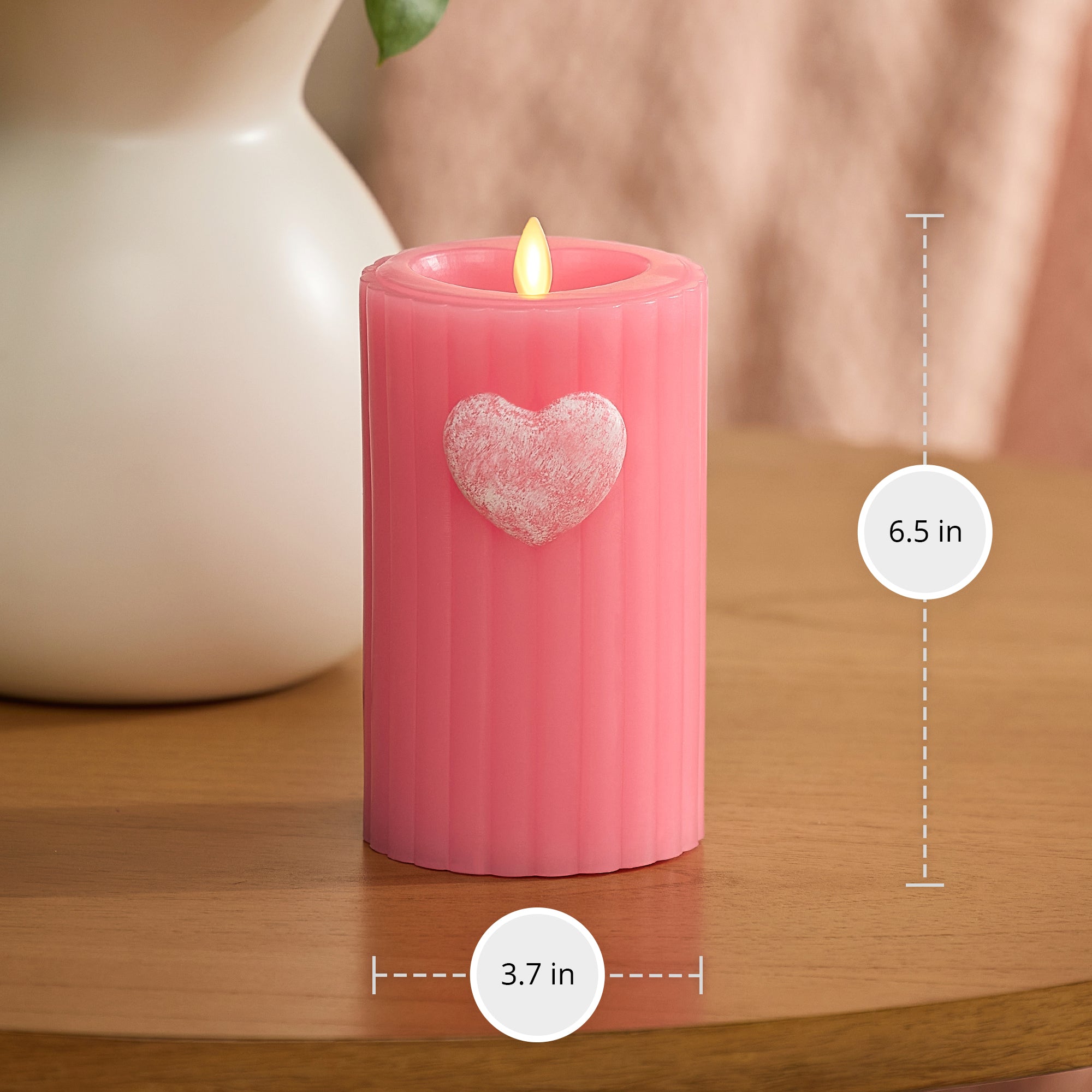 sm-image-bc6ed0068c9120276cf4a3ab Sweet Pink Ribbed Flameless Candle Pillar
