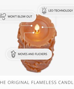 Marmalade Embossed Leaves Flameless Candle Pillars