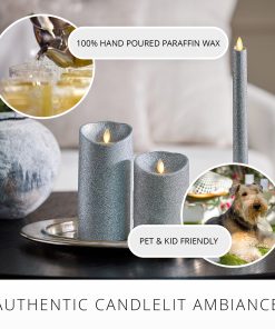 Brilliant Silver Glitter Flameless Candle Pillars