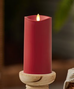 Cherry Red Outdoor Flameless Candle Pillar