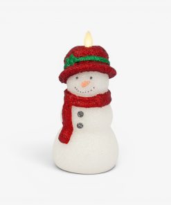White Glitter Snowmom Flameless Candle