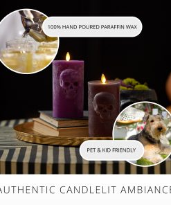 Imperial Purple Chalky Flameless Candle Skull Pillar