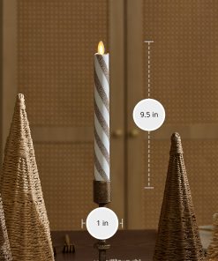 Champagne Glow Candy Cane Glitter Flameless Candle Taper
