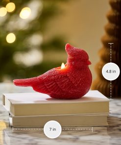Holiday Red Glitter Flameless Candle Cardinal