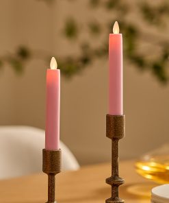 Saga Rose Flameless Candle Tapers - Flat Top - 6.75" Height - Set of 2