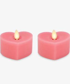 Set of 2 Sweet Pink Flameless Candle Heart Tealights
