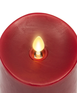 Burgundy Flameless Candle Pillar - Melted Top - 3