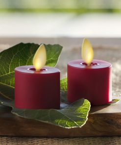 Burgundy Flameless Candle Tealights - Flat Top - Set of 2