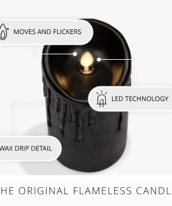 Black Wax Drip Flameless Candle Pillar