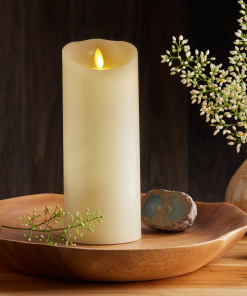 Ivory Flameless Candle Pillar - Scallop Top - 3.5