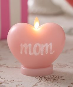 Crystal Rose "MOM" Standing Heart Flameless Candle