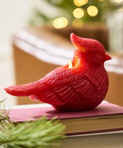 Holiday Red Glitter Flameless Candle Cardinal