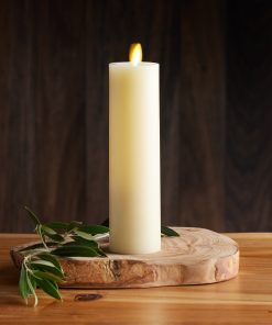 Ivory Flameless Candle Slim Pillar - Recessed Top - 2