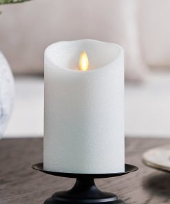 Dazzling White Glitter Flameless Candle Pillars