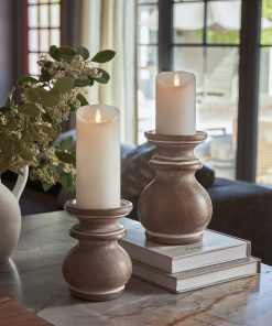 White Flameless Candle Pillar - Scallop Top - 3" Width