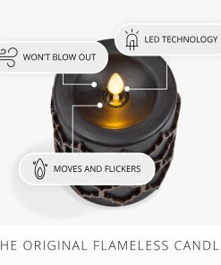 Black Embossed Fretwork Flameless Candle Pillar